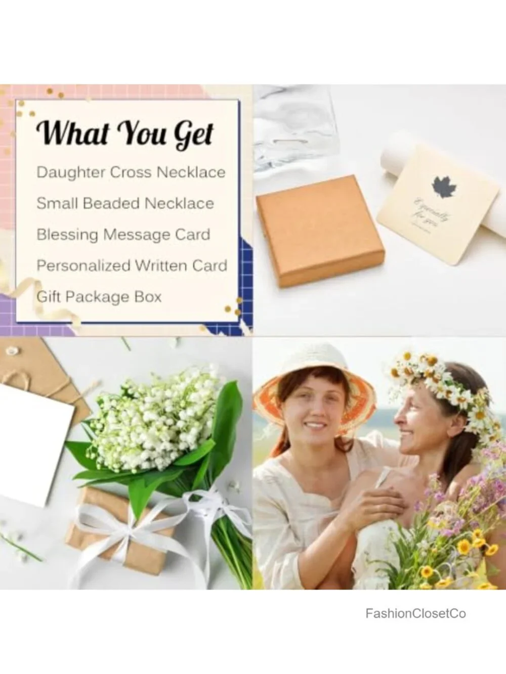 14k Gold Plated Layered Cross Pendant Necklace Set with Inspirational Card